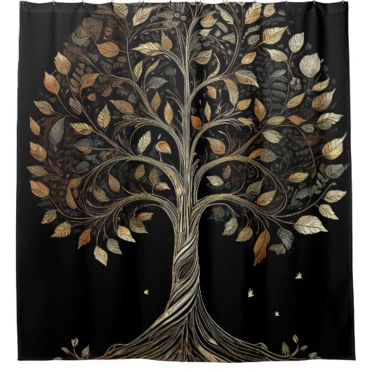 Spiraling Golden Fibonacci Tree Douchegordijn (Voorkant)