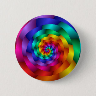 Spiraling Rainbow-Roos Ronde Button 5,7 Cm
