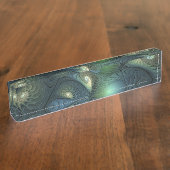 Spirals Beige Green Turquoise Abstracte Fractal Ar Naambordje (Zijkant)