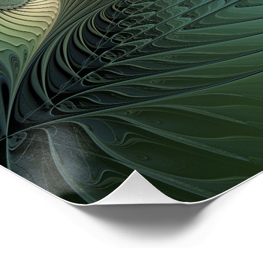 Spirals Beige Green Turquoise Abstracte Fractal Ar Poster (Hoek)