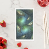 Spirals Beige Green Turquoise Abstracte Fractal Ar Servet (Insitu)