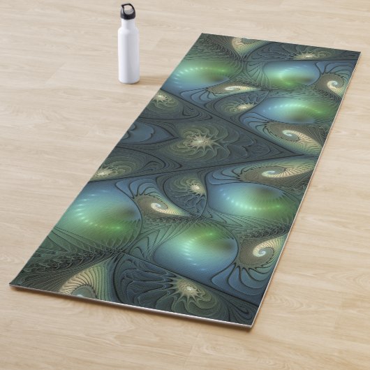 Spirals Beige Green Turquoise Abstracte Fractal Ar Yogamat (In situ)