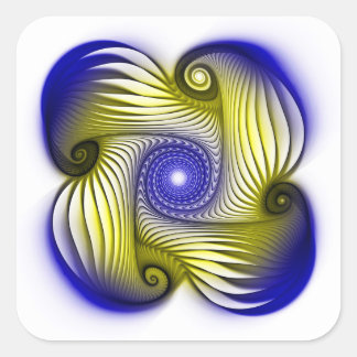 Spirals blauw gele optische vorm vierkante sticker