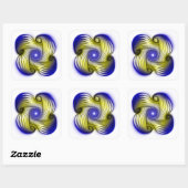 Spirals blauw gele optische vorm vierkante sticker (Vel)