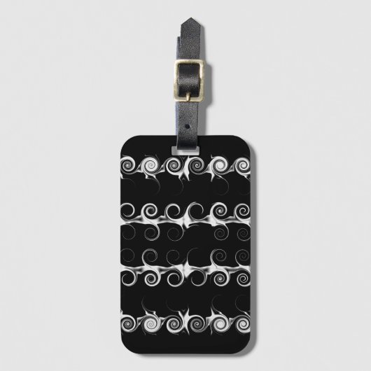 Spirals en Swirls Black and White Pattern Bagagelabel (Voorkant (verticaal))