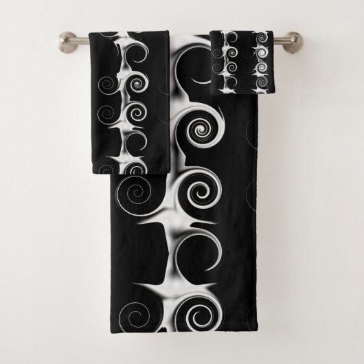 Spirals en Swirls Black en White Pattern Bad Handdoek (Insitu)
