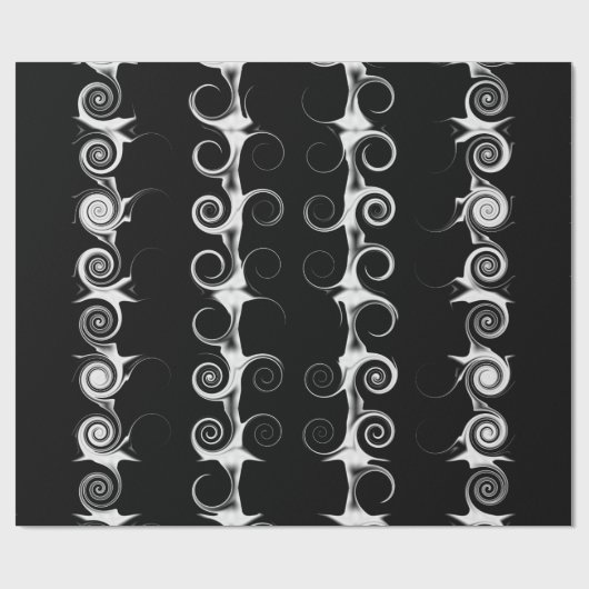 Spirals en Swirls Black en White Pattern Cadeaupapier (Vlak)