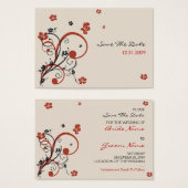 Spirals & Flowers Wedding Save TheDate Minicard Visitekaartjes (Voorkant /achterkant)