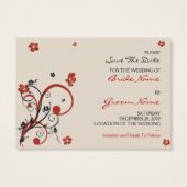 Spirals & Flowers Wedding Save TheDate Minicard Visitekaartjes (Achterkant)