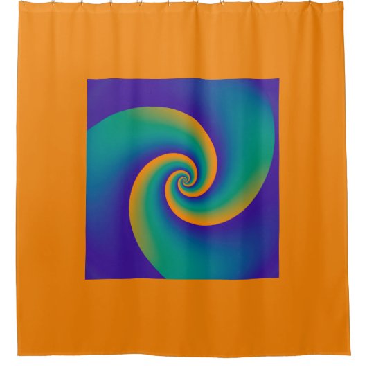 Spirals Fractal Pattern - oranje blauw Douchegordijn (Voorkant)