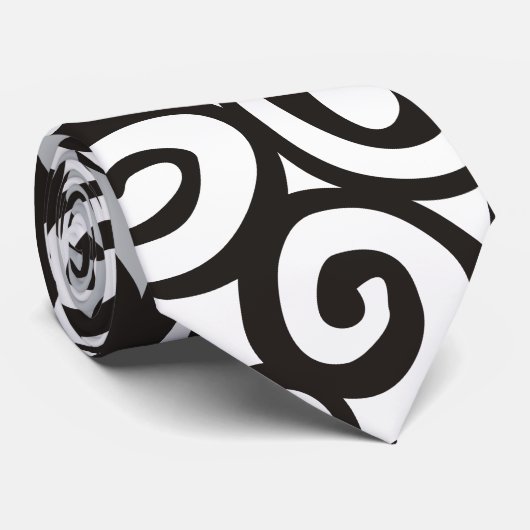 Spirals Patroon Zwart-wit en jouw ideeën Stropdas (Opgerold)