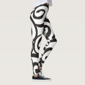 Spirals Pattern Black & White + uw backgr. kleur Leggings (Rechts)