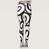 Spirals Pattern Black & White + uw backgr. kleur Leggings (Voorkant)