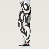 Spirals Pattern Black & White + uw backgr. kleur Leggings (Links)