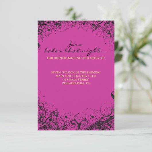 SPIRALS & STARS Bat Mitzvah Party Kaart (Staand voorkant)