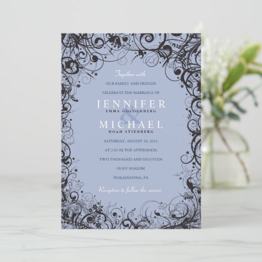 SPIRALS & STARS Joodse bruiloft uitnodiging (Staand voorkant)
