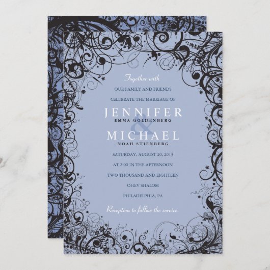 SPIRALS & STARS Joodse bruiloft uitnodiging (Voorkant / Achterkant)