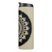Spirals Stippen Flowers Black Tan Henna Mandala Thermosbeker (Geroteerd rechts)
