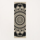 Spirals Stippen Flowers Black Tan Henna Mandala Yogamat (Voorkant)