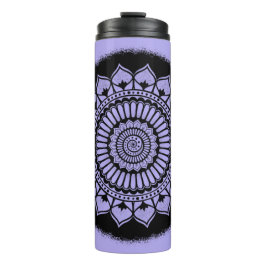 Spirals Stippen Flowers Lavender Black Henna Manda Thermosbeker