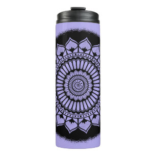 Spirals Stippen Flowers Lavender Black Henna Manda Thermosbeker