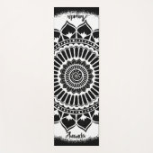 Spirals Stippen Flowers White op Black Henna Manda Yogamat (Voorkant)