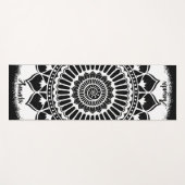 Spirals Stippen Flowers White op Black Henna Manda Yogamat (Voorkant (horizontaal))
