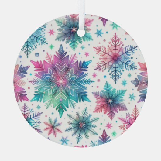 Spirated Snowflakes Glas Ornament (Achterkant)