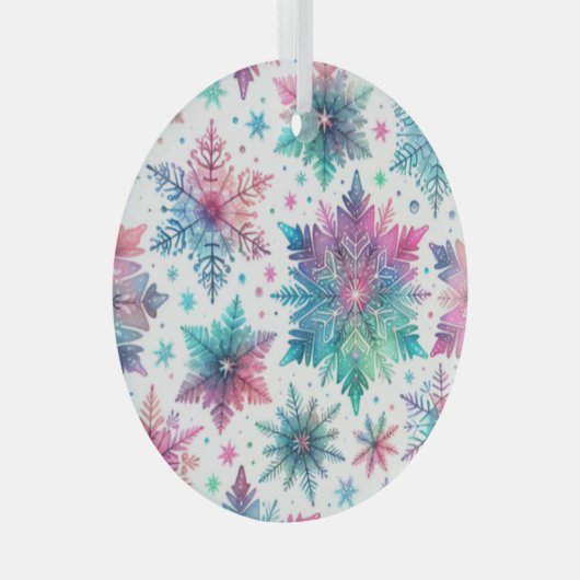 Spirated Snowflakes Glas Ornament (Voorkant Rechts)