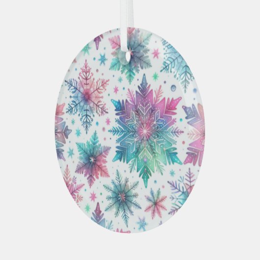 Spirated Snowflakes Glas Ornament (Voorkant links)