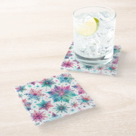 Spirated Snowflakes Glazen Onderzetter