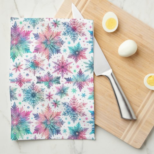 Spirated Snowflakes Theedoek (Quarter Fold)