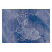 Spirit Animal Bunny Blue Glass Board Snijplank (Voorkant)