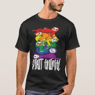 Spirit Animal, luiaards gestapeld in regenboogkleu T-shirt