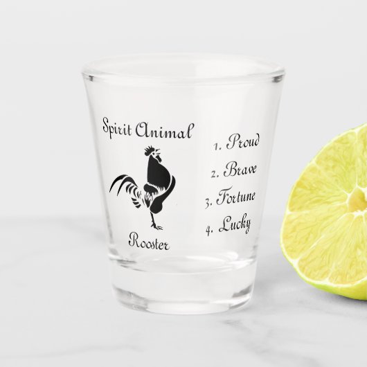 Spirit Animal Rooster Silhouette Shot Glass Shot Glas (Voorkant)