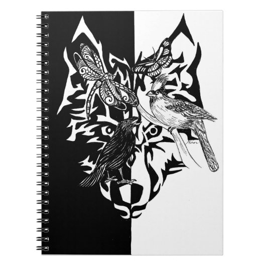 Spirit Animals in Black and White Notitieboek (Voorkant)