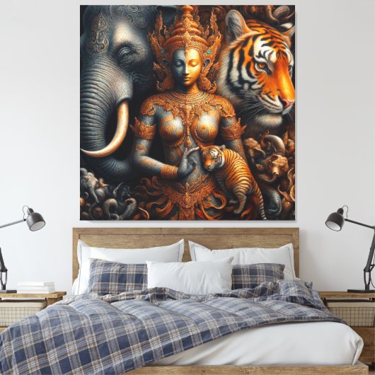 spirit artwork olifant tijger canvas afdruk (Insitu (Slaapkamer))