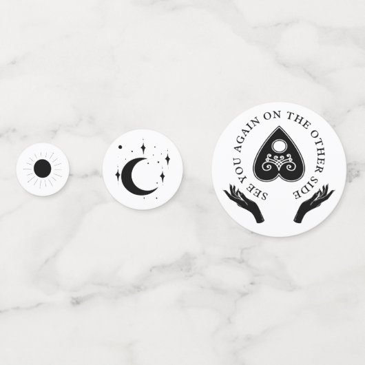 Spirit Board Celestial Black & White Halloween Confetti (Achterkanten)