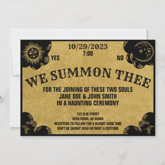 Spirit Board Gothic Halloween bruiloft en douche Kaart (Voorkant)