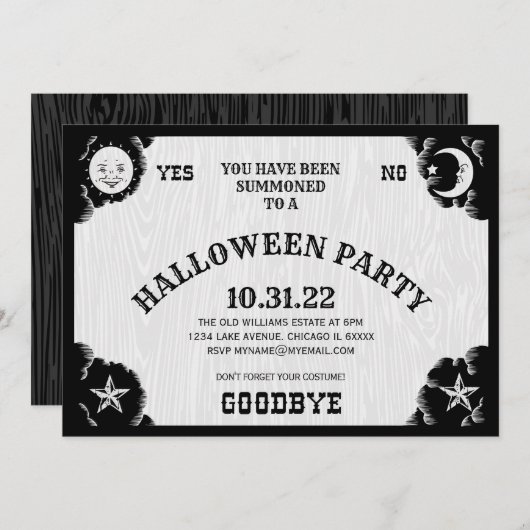 Spirit Board Halloween Party Invitation Kaart (Voorkant / Achterkant)