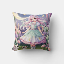 Spirit Cat Pillow - Kawaii Magical Girl Decor