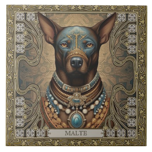 Spirit Dog Guardian | Gepersonaliseerde Tribal Tegeltje (Voorkant)