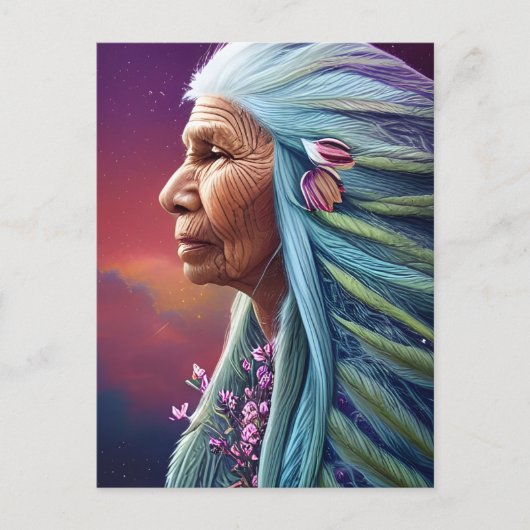 Spirit Elder Native American Fantasy Digital Art Briefkaart (Voorkant)