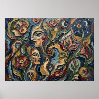 Spirit Faces Visionaire Bloemposter Poster