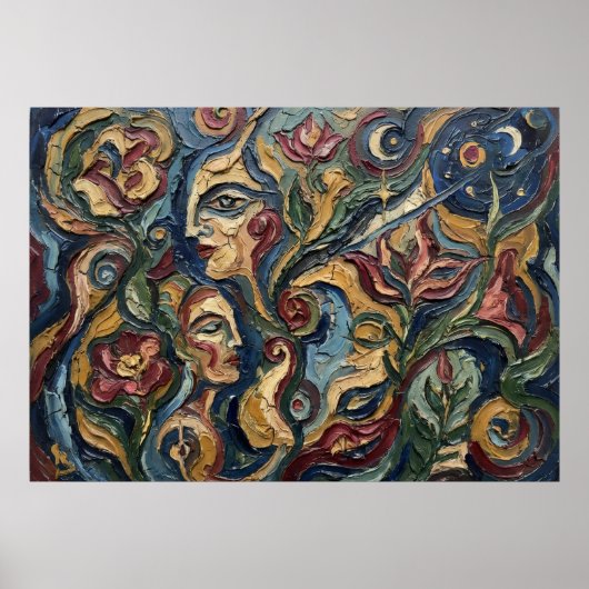 Spirit Faces Visionaire Bloemposter Poster (Voorkant)