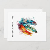 Spirit Feathers: levendige Waterverf kunst Feestdagenkaart (Voorkant / Achterkant)