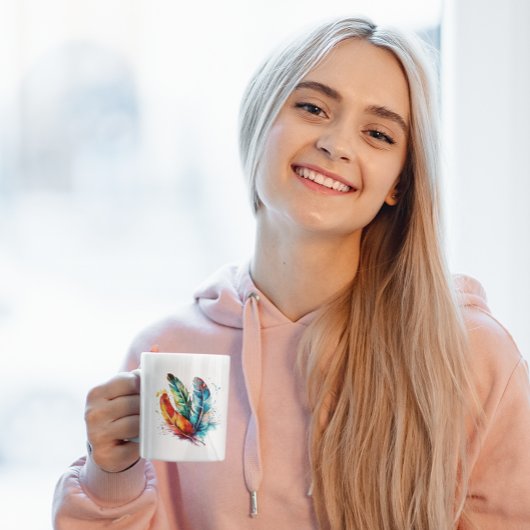 Spirit Feathers: levendige Waterverf kunst Koffiemok