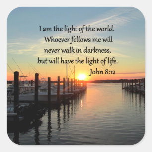 SPIRIT FILLED JOHN 8;12 SCRIPTURE DESIGN VIERKANTE STICKER