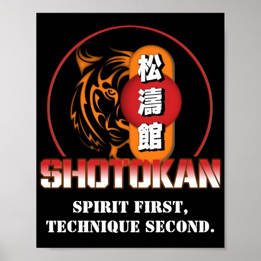Spirit First Technique Second Shotokan Tiger Poster (Voorkant)