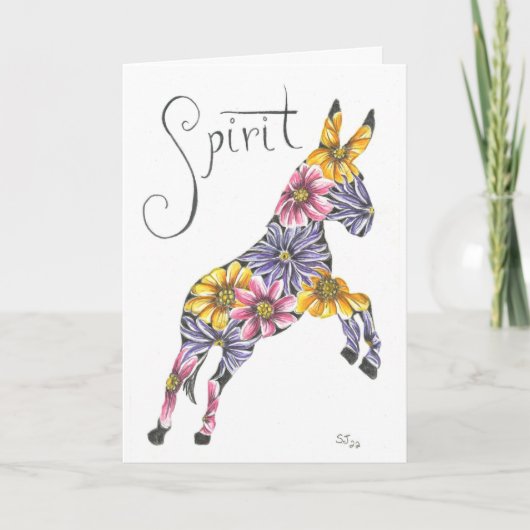 Spirit Floral Jumping Mule door Sherry Jarvis Bedankkaart (Voorkant)